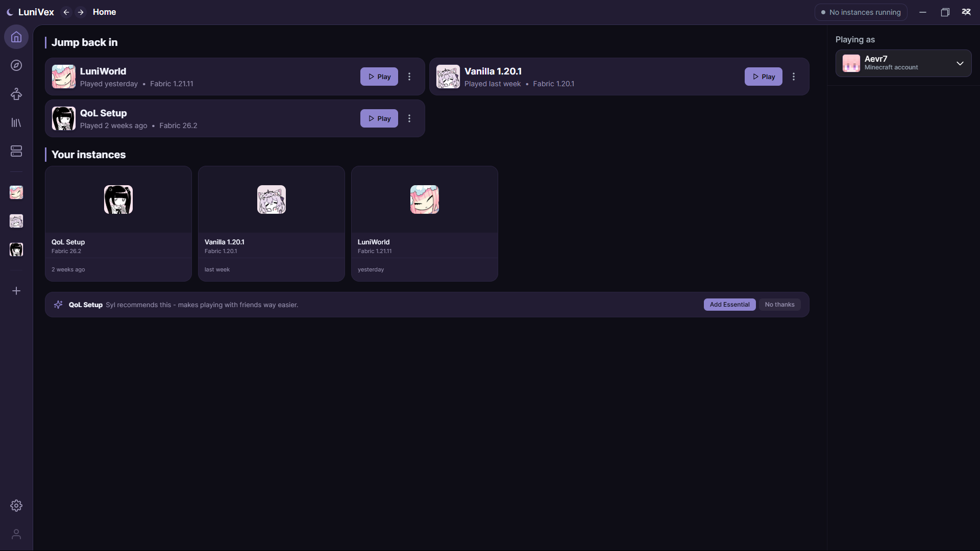 LuniVex library view